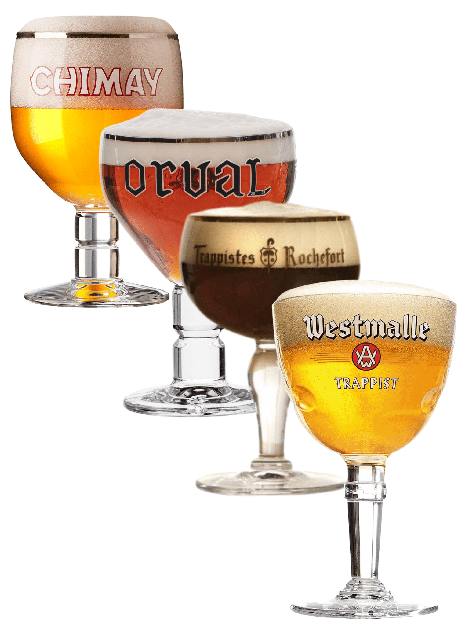 Trappist set of 4 33cl (Orval, Westmalle, Rochefort & Chimay) - Beer Glass Enthusiast